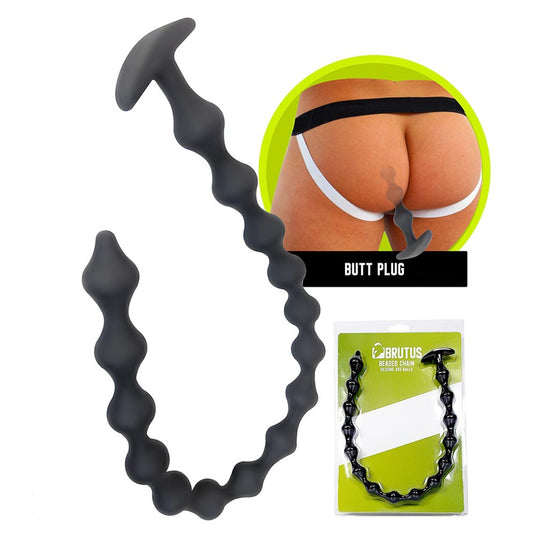 Brutus Beaded Chain Silicone Ass Balls Black