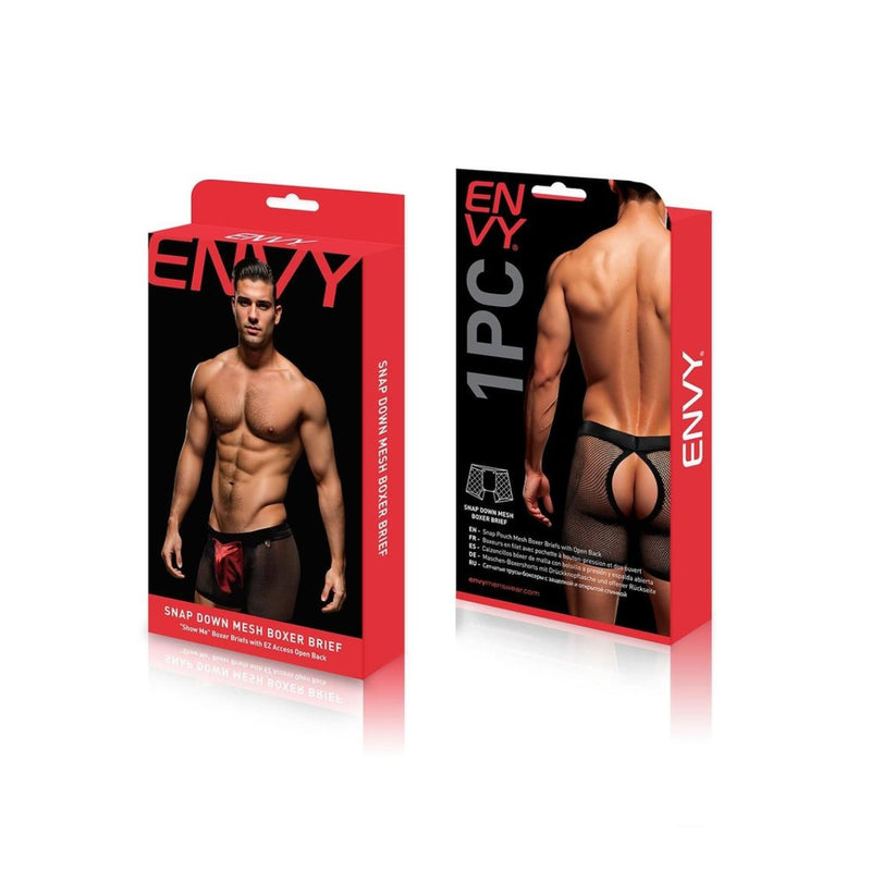 Load image into Gallery viewer, Envy Snap Down Mesh Boxer Brief Red
