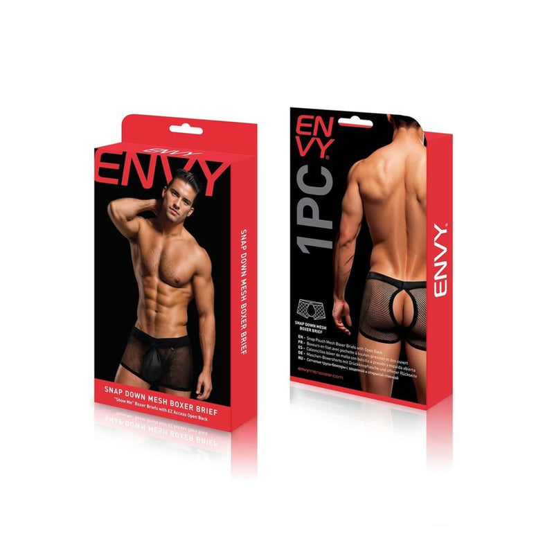 Load image into Gallery viewer, Envy Snap Down Mesh Boxer Brief Black
