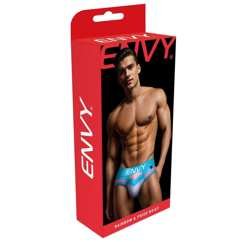 Load image into Gallery viewer, Envy Rainbow Trans Pride Brief Blue Pink White
