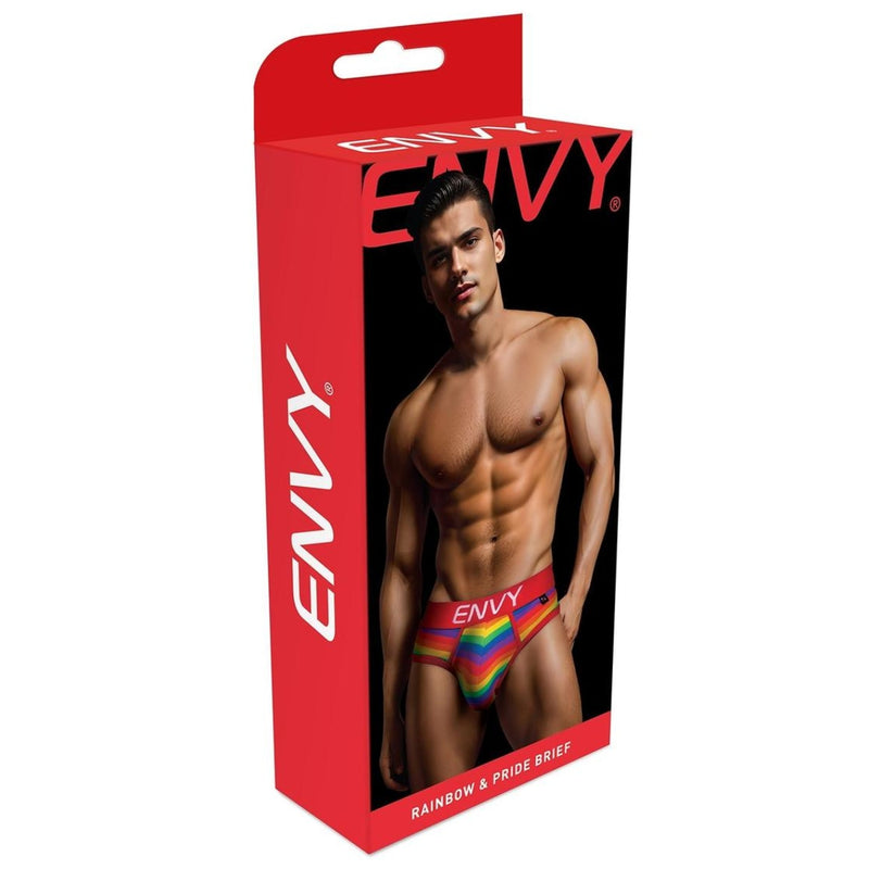 Load image into Gallery viewer, Envy Rainbow Pride Brief Red Rainbow
