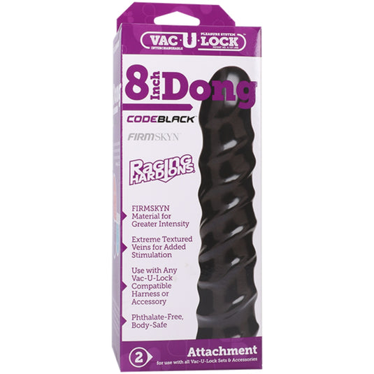 Vac-U-Lock Code Black Raging Hard-Ons Dildo Black 8 Inch