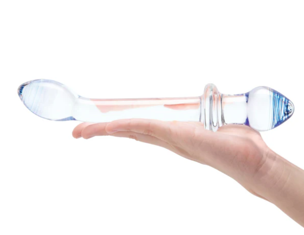 Load image into Gallery viewer, Glas Double Play Dual Ended Dildo Clear Blue 9.5 Inch
