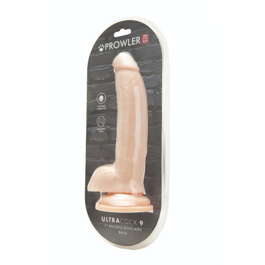 Prowler RED Ultra Cock Dual Density Dildo With Balls Pink 9 Inch