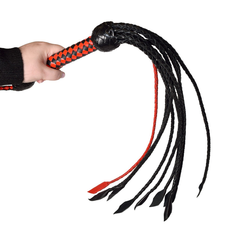 Load image into Gallery viewer, Prowler RED Short Handle Red &amp; Black Flogger
