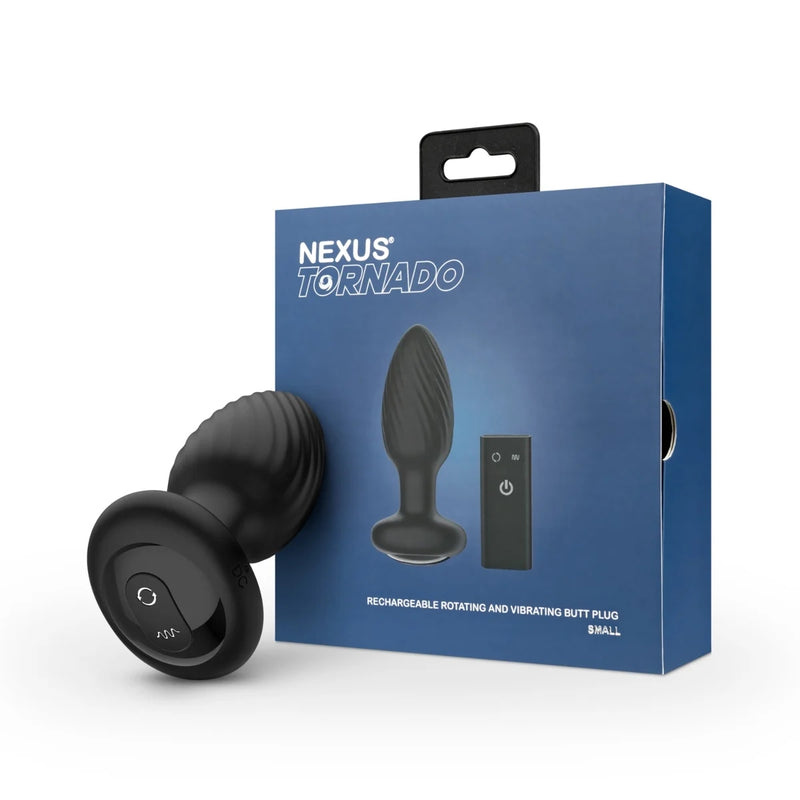 Load image into Gallery viewer, Nexus Tornado Rechargeable Rotating &amp; Vibrating Butt Plug Black
