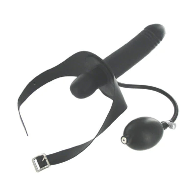 Load image into Gallery viewer, Master Series Inflatable Gag With Dildo Black
