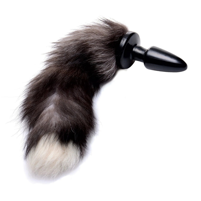 Load image into Gallery viewer, Tailz Grey Fox Tail Butt Plug Grey White
