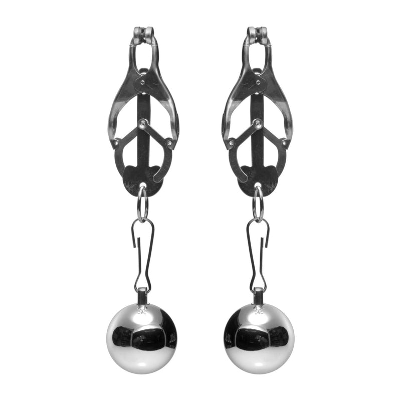 Load image into Gallery viewer, Master Series Deviant Monarch Weighted Nipple Clamps Silver
