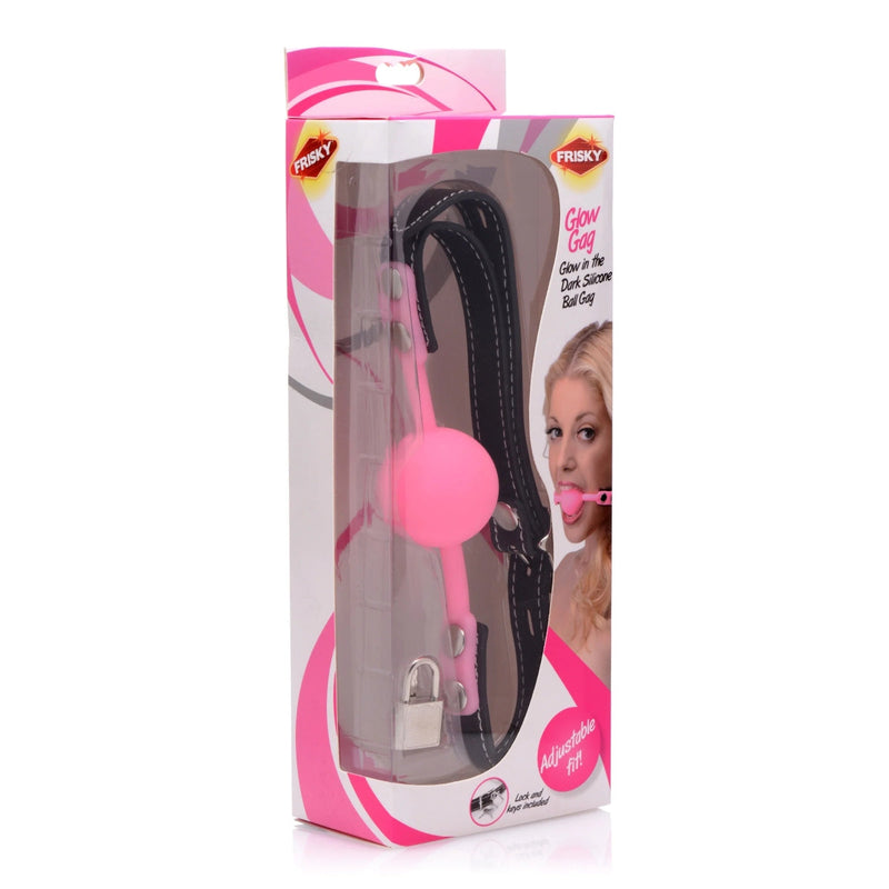 Load image into Gallery viewer, Frisky Glow Gag Glow In The Dark Silicone Ball Gag Pink Black
