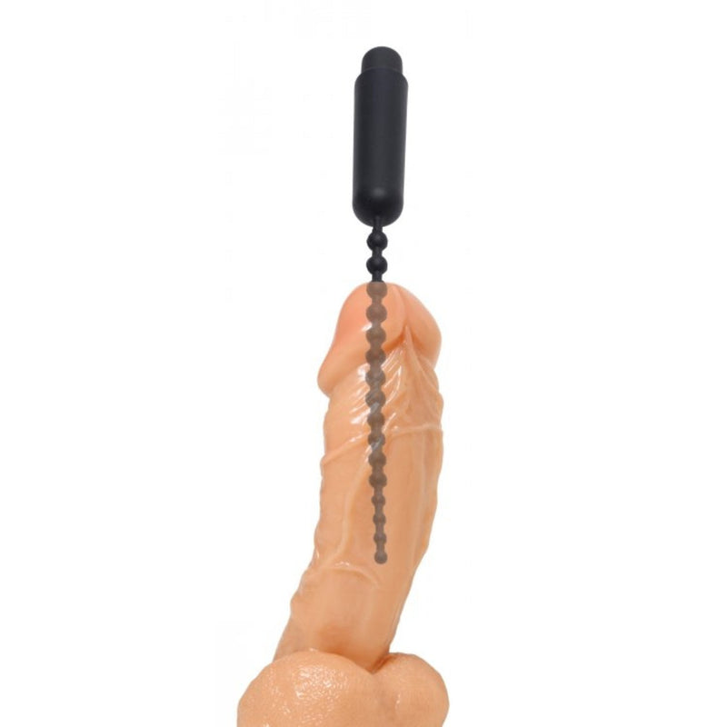 Load image into Gallery viewer, Master Series Dark Rod Vibrating Beaded Silicone Sound Black
