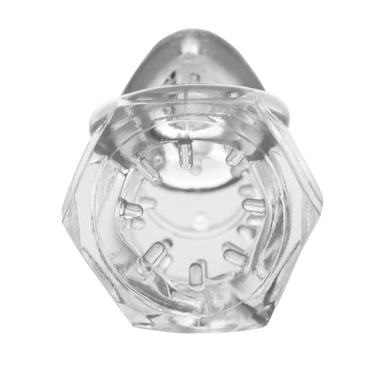 Master Series Detained 2.0 Restrictive Chastity Cage With Nubs Clear