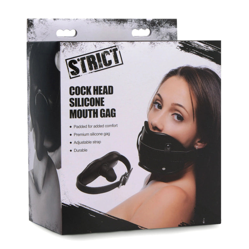 Load image into Gallery viewer, Strict Cock Head Silicone Mouth Gag Black
