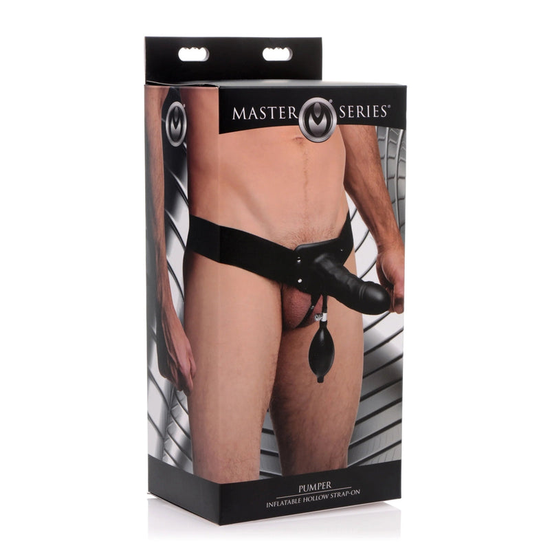 Load image into Gallery viewer, Master Series Pumper Inflatable Hollow Strap-On Black
