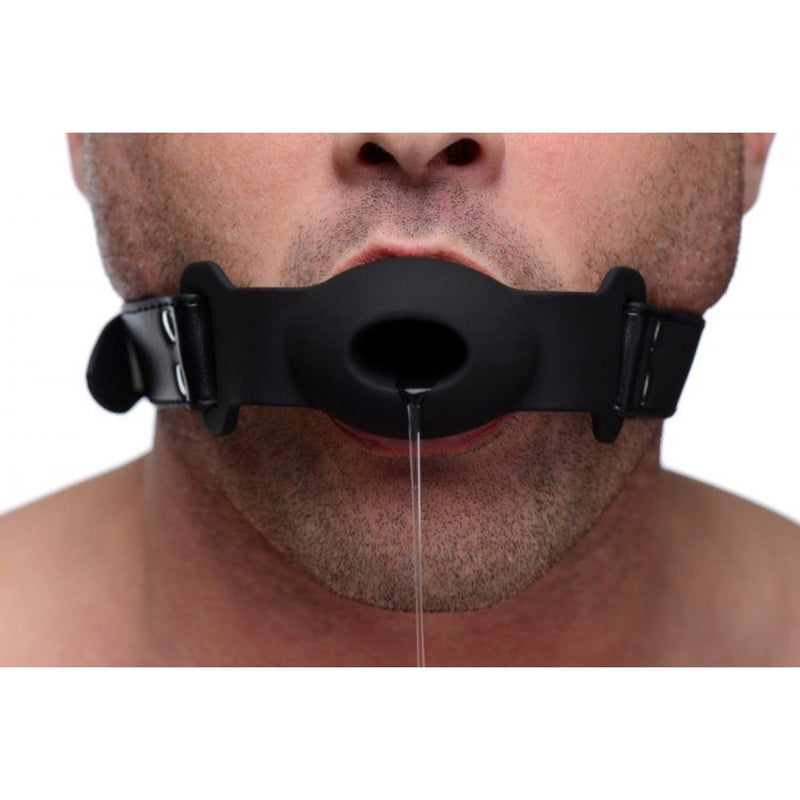 Load image into Gallery viewer, Strict Hollow Silicone Gag Black
