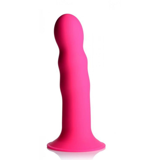 Squeeze-It Squeezable Wavy Dildo Pink 7.2 Inch