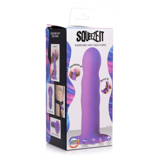 Squeeze-It Squeezable Wavy Dildo Purple 7.2 Inch
