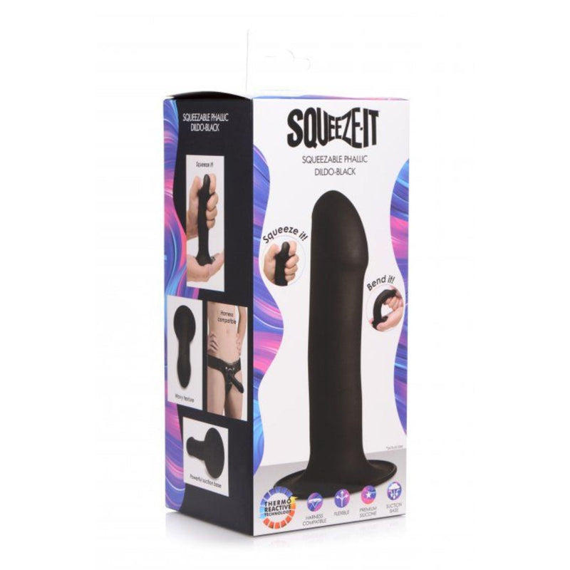 Load image into Gallery viewer, Squeeze-It Squeezable Phallic Dildo Black 6.75 Inch
