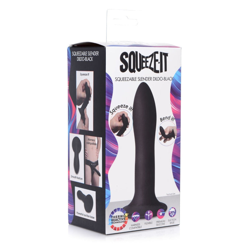 Load image into Gallery viewer, Squeeze-It Squeezable Slender Dildo Black 5.3 Inch
