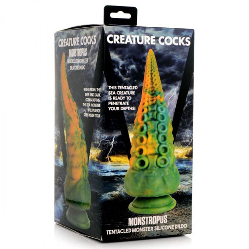 Load image into Gallery viewer, Creature Cocks Monstropus Tentacled Monster Silicone Dildo Yellow Green - Simply Pleasure
