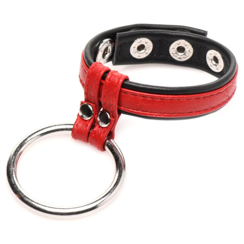 Load image into Gallery viewer, Strict Leather Cock Gear Leather And Steel Cock &amp; Ball Ring Red
