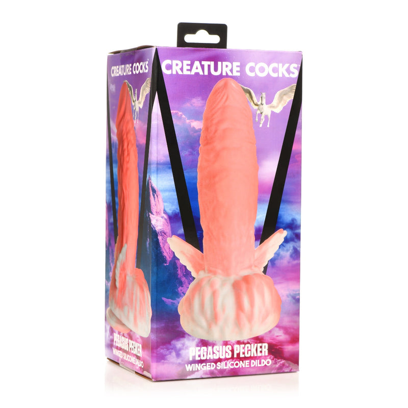 Load image into Gallery viewer, Creature Cocks Pegasus Pecker Winged Silicone Dildo Pink White - Simply Pleasure
