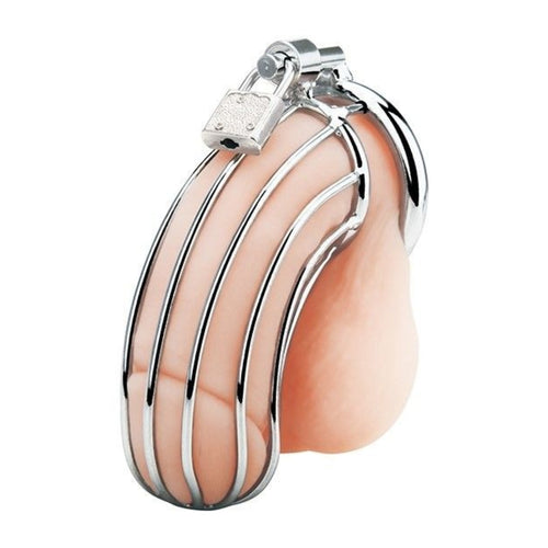 Blue Line Prisoner Cock Cage Silver - Simply Pleasure