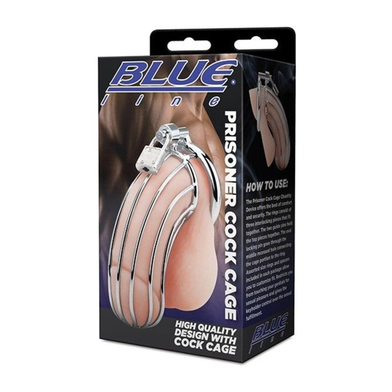 Load image into Gallery viewer, Blue Line Prisoner Cock Cage Silver - Simply Pleasure
