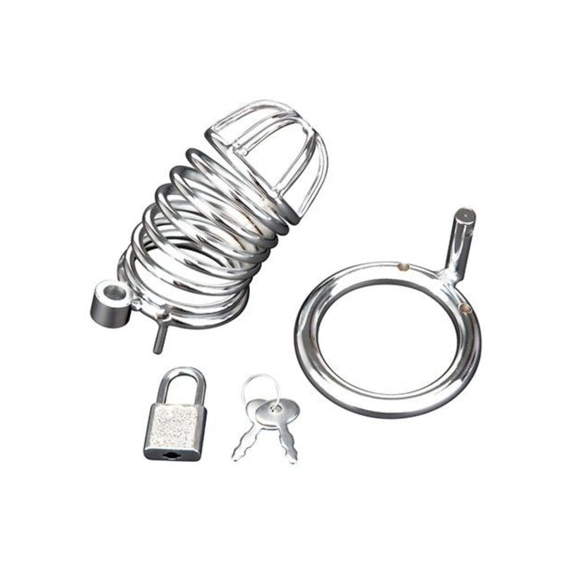 Load image into Gallery viewer, Blue Line Deluxe Chastity Cage Silver - Simply Pleasure
