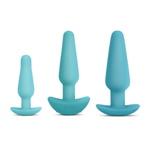 b-Vibe Anal Training & Education Butt Plug Set Blue - Simply Pleasure