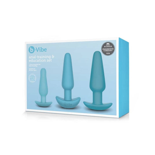 b-Vibe Anal Training & Education Butt Plug Set Blue - Simply Pleasure