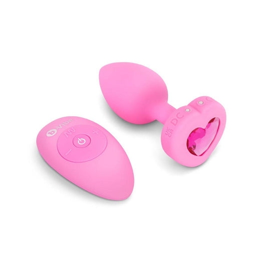 b-Vibe Vibrating Heart Butt Plug Pink Small Medium - Simply Pleasure