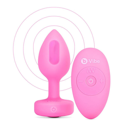 b-Vibe Vibrating Heart Butt Plug Pink Small Medium - Simply Pleasure