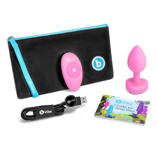 b-Vibe Vibrating Heart Butt Plug Pink Small Medium - Simply Pleasure