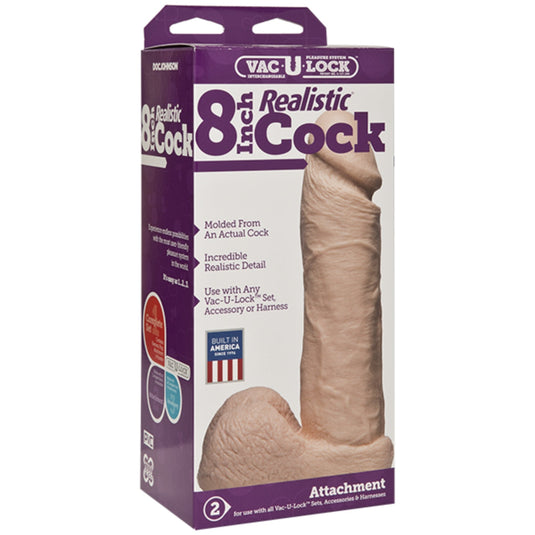 Vac-U-Lock Realistic Dildo Pink 8 Inch