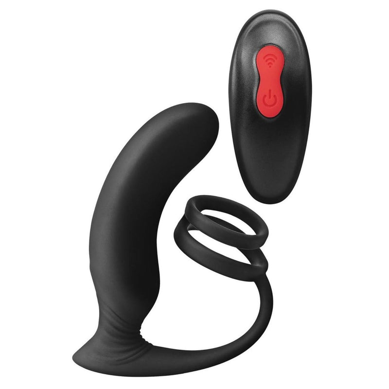Load image into Gallery viewer, Envy Thumbs Up P-Spot Prostate Vibrator With Cock &amp; Ball Ring Black
