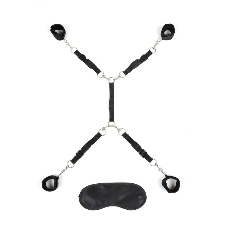 Load image into Gallery viewer, Lux Fetish 7 Piece Bed Spreader Playful Restraint System Black
