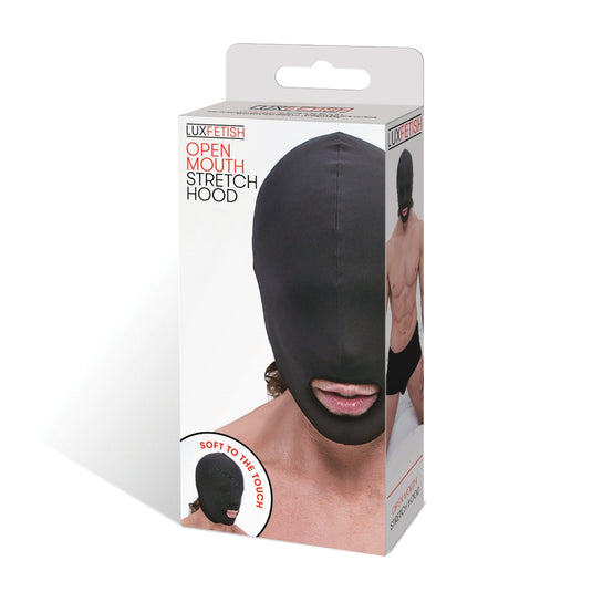 Lux Fetish Open Mouth Stretch Hood Black