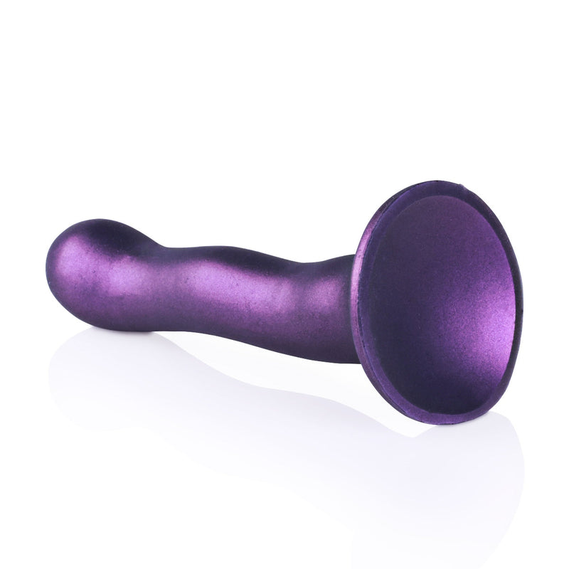 Load image into Gallery viewer, Ouch Ultra Soft Silicone Curvy G-Spot Dildo Metallic Purple 7 Inch
