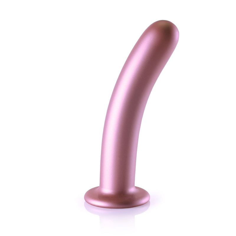 Load image into Gallery viewer, Ouch Smooth Silicone G-Spot Dildo Metallic Rose 7 Inch
