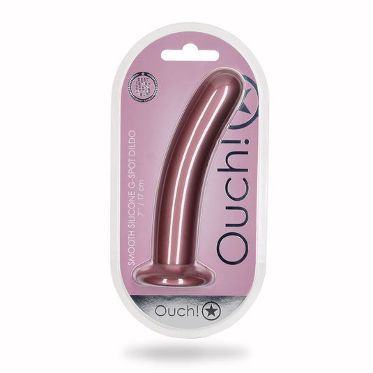 Ouch Smooth Silicone G-Spot Dildo Metallic Rose 7 Inch