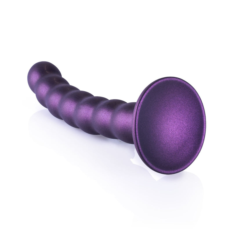 Load image into Gallery viewer, Ouch Beaded Silicone G-Spot Dildo Metallic Purple 6.5 Inch
