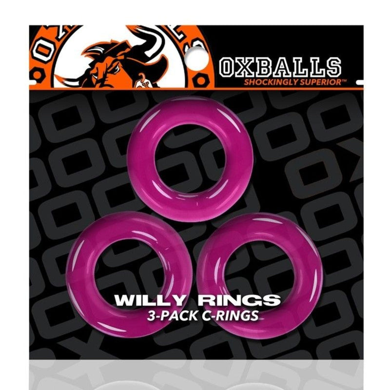 Load image into Gallery viewer, Oxballs Willy Rings Cock Ring 3 Pack Hot Pink
