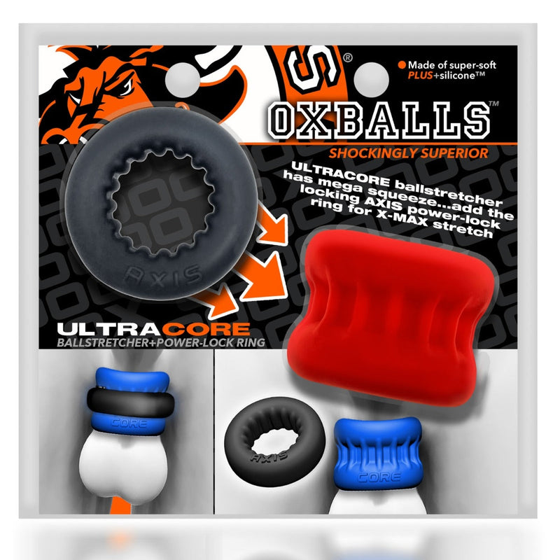 Load image into Gallery viewer, Oxballs Ultracore Core Ball Stretcher With Axis Cock Ring Red Ice
