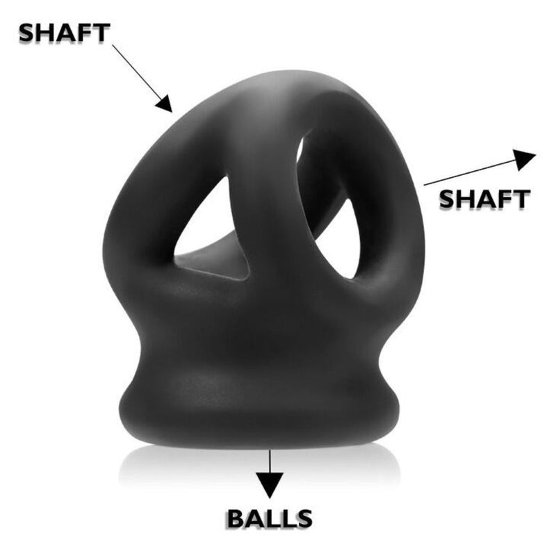 Load image into Gallery viewer, Oxballs Tri Squeeze Cocksling &amp; Ball Stretcher Black
