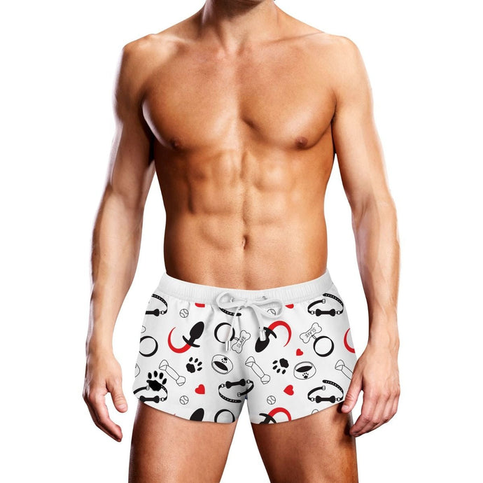 Prowler Swim Trunk Puppie Print White Black Red