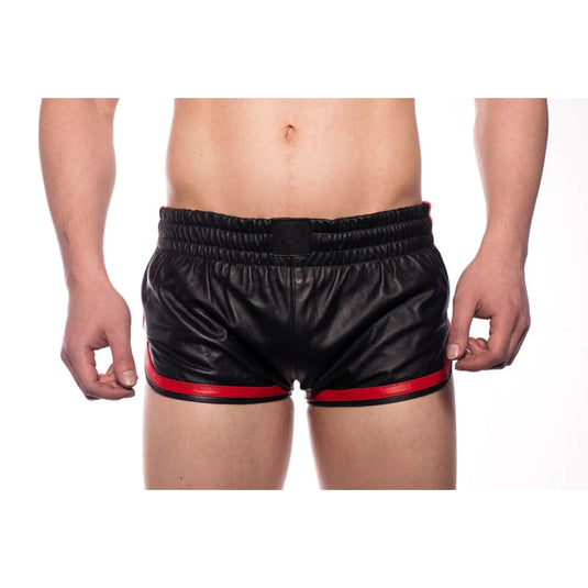 Prowler RED Leather Sports Shorts Black Red