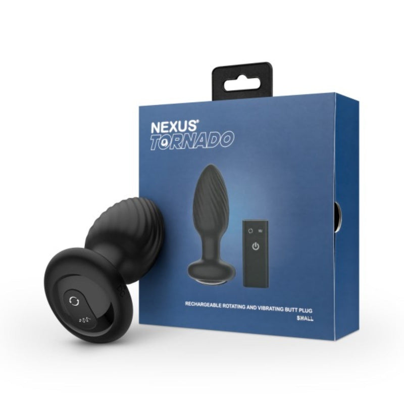 Load image into Gallery viewer, Nexus Tornado Rechargeable Remote Control Rotating Vibrating Butt Plug Black Small
