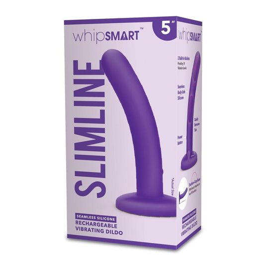 Whipsmart Slimline Silicone Rechargeable Vibrating Dildo Purple 5 Inch