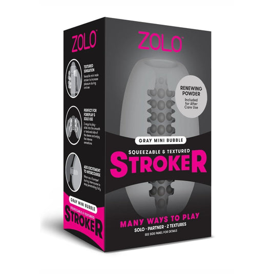 Zolo Mini Bubble Squeezable & Textured Stroker Masturbator Grey